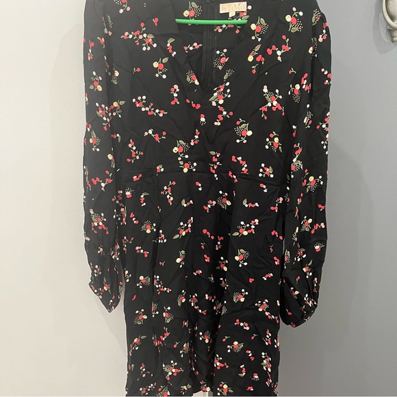 by Timo Mini Dress Black Floral Print Long Sleeve size M - Picture 1 of 9